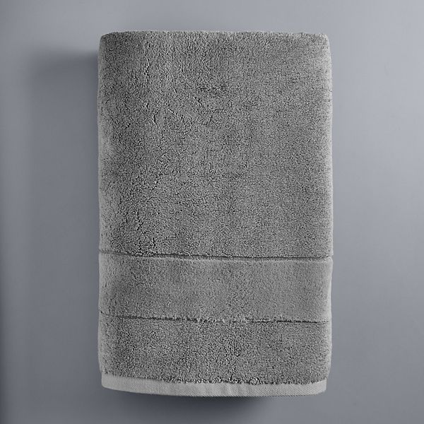 Simply Vera Vera Wang Turkish Cotton Bath Towel, Bath Sheet, Hand Towel or Washcloth - Charcoal (BATH TOWEL)