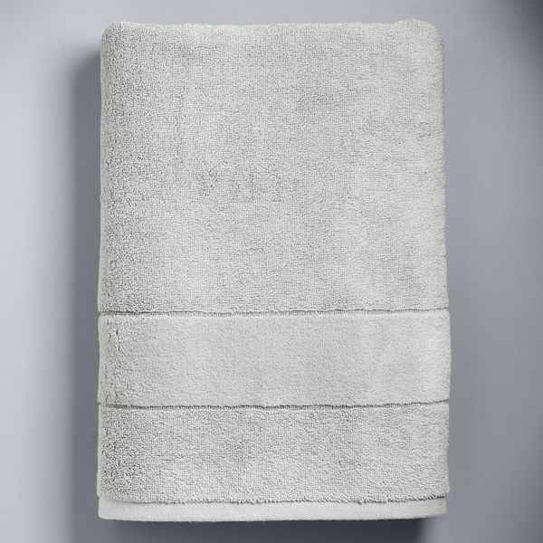 Simply Vera Vera Wang Turkish Cotton Bath Towel, Bath Sheet, Hand Towel or Washcloth - Silver (BATH TOWEL)