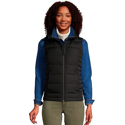 Lands End Women s Petite Down Puffer Vest Small Black