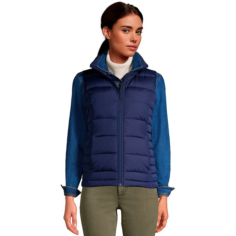 Petite Lands End Winter Down Puffer Vest, Womens, Size: XS Petite, Blue