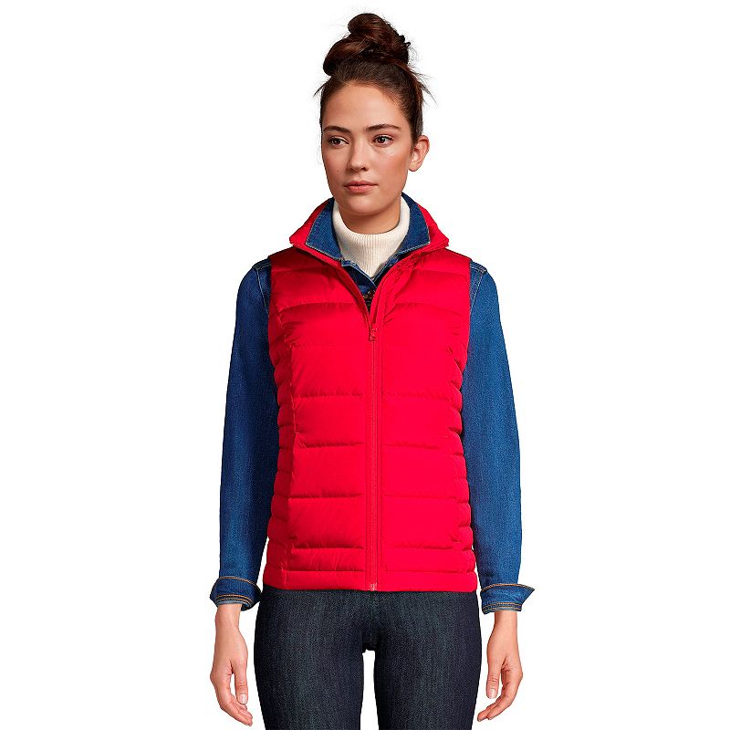 Petite Lands End Winter Down Puffer Vest, Womens, Size: XS Petite, Red