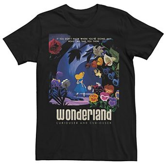 Disney's Alice In Wonderland Men's Curiouser Floral Poster Tee