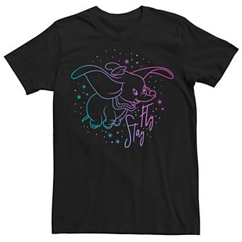 Disney's Dumbo Men's Stay Fly Neon Sparkle Colorful Portrait Tee
