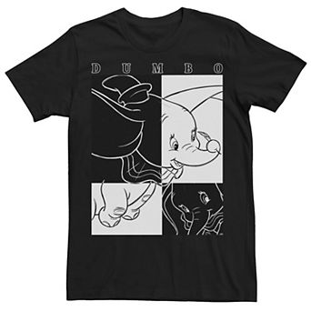 Disney's Dumbo Men's Contrast Black And White Line Art Poster Tee