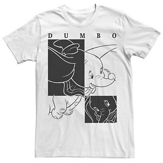 Disney's Dumbo Men's Contrast Black And White Line Art Poster Tee