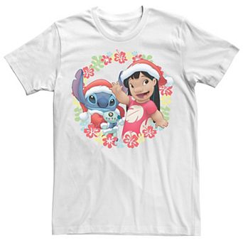Disney's Lilo & Stitch Christmas Hawaiian Flower Wreath Men's Tee