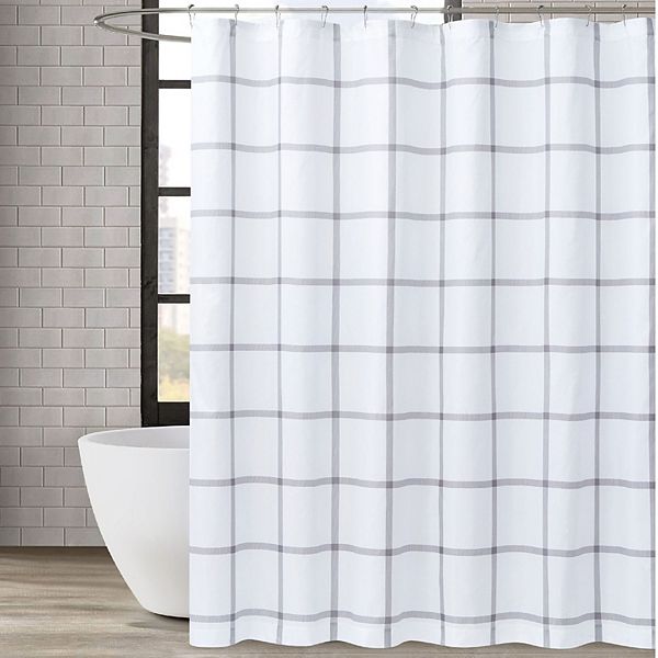 Truly Soft Printed Windowpane Shower Curtain