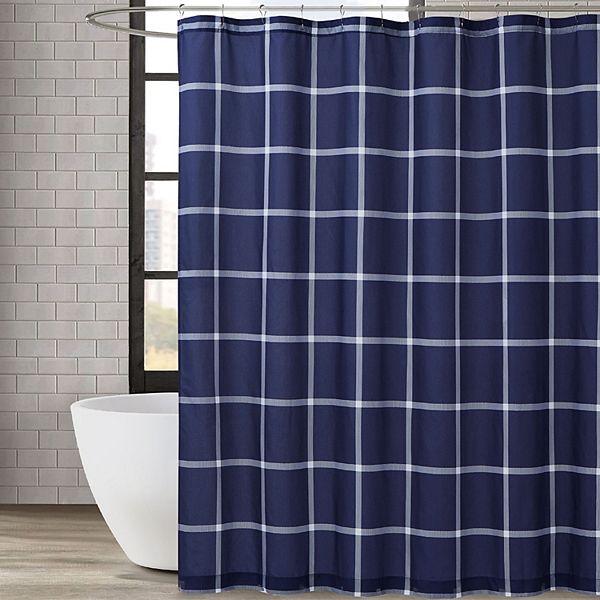 Truly Soft Printed Windowpane Shower Curtain