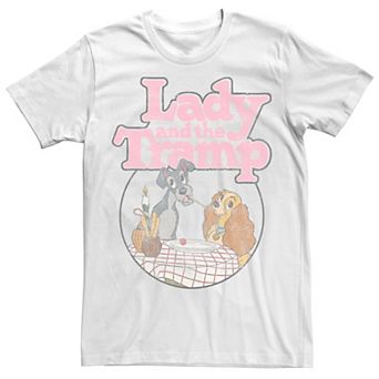 Disney's Lady And The Tramp Table Scene Portrait Logo Men's Tee