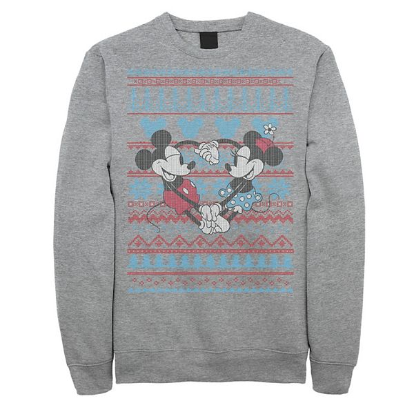 Men's Disney Mickey And Minnie Mouse Christmas Sweater Style Sweatshirt