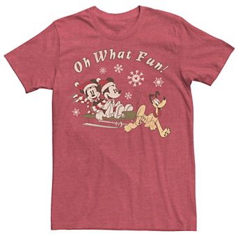 Disney's Mickey, Minnie And Pluto "Oh What Fun!" Christmas Sled Men's Tee