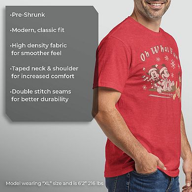 Disney's Mickey, Minnie And Pluto "Oh What Fun!" Christmas Sled Men's Tee