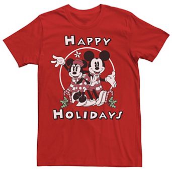 Disney's Mickey And Minnie Mouse Happy Holidays Christmas Men's Tee