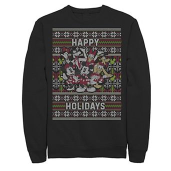 Disney's Group Shot Happy Holidays Christmas Sweater Style Men's Sweatshirt