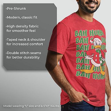 Disney's Donald Duck "Bah Humbug" Christmas Text Stack Men's Tee