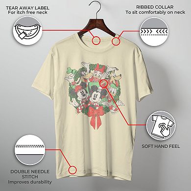 Disney's Group Shot Christmas Wreath Men's Tee