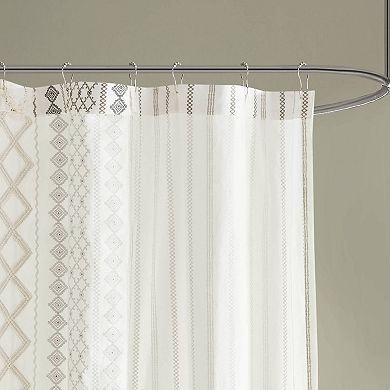 INK+IVY Imani Printed Chenille Stripe Shower Curtain