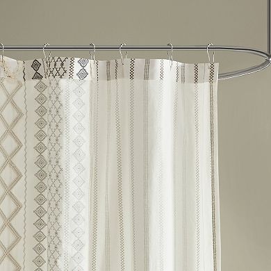 INK+IVY Imani Printed Chenille Stripe Shower Curtain