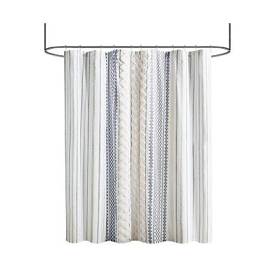 INK+IVY Imani Printed Chenille Stripe Shower Curtain