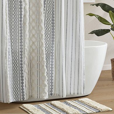 INK+IVY Imani Printed Chenille Stripe Shower Curtain