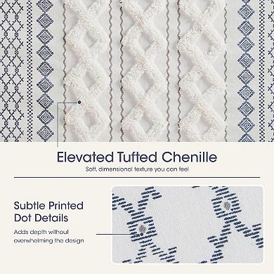 INK+IVY Imani Printed Chenille Stripe Shower Curtain