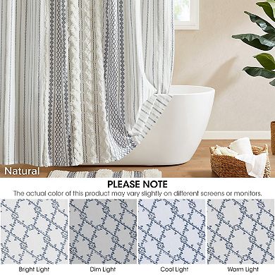 INK+IVY Imani Printed Chenille Stripe Shower Curtain
