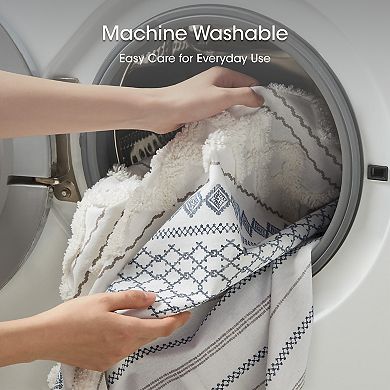 INK+IVY Imani Printed Chenille Stripe Shower Curtain