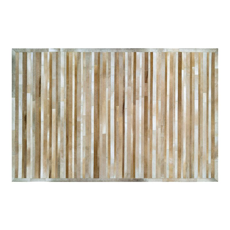 Couristan Chalet Plank Cowhide Leather Area Rug, Brown, 8X11 Ft