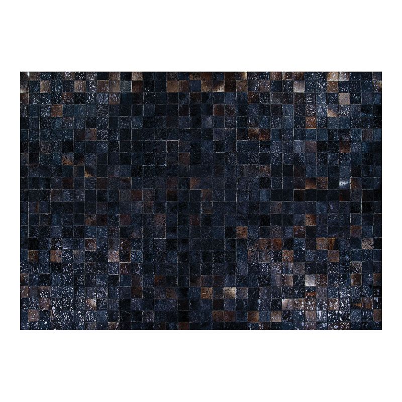 Couristan Chalet Celestial Cowhide Leather Area Rug, Black, 8X11.5 Ft