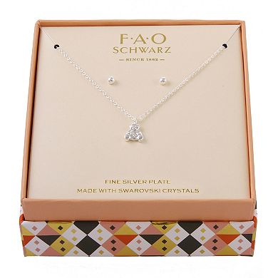 Kids' FAO Schwarz Crystal Birthstone Teddy Bear Necklace & Earring Set