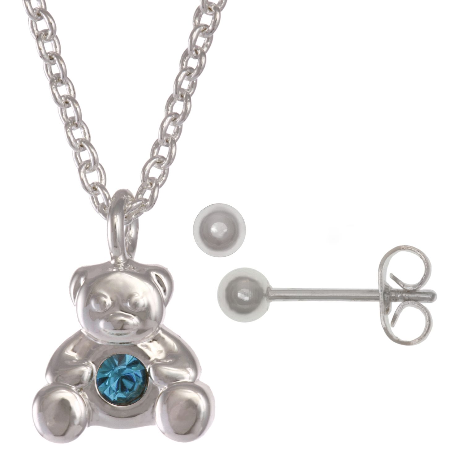 teddy bear necklace set