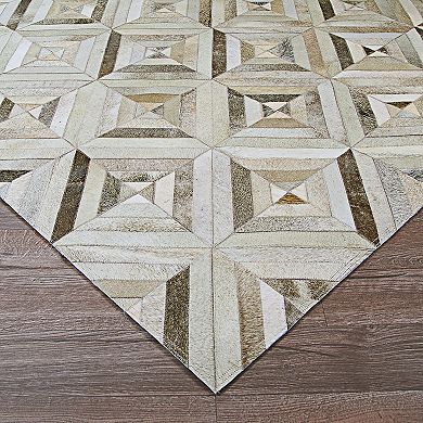 Couristan Chalet Blocks Cowhide Leather Area Rug