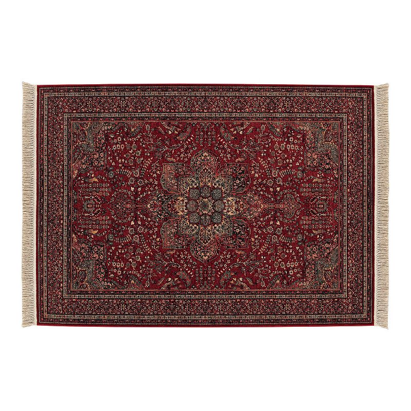 Couristan Kashimar All Over Center Medallion Antique Wool Area Rug, Red, 6.5X10 Ft