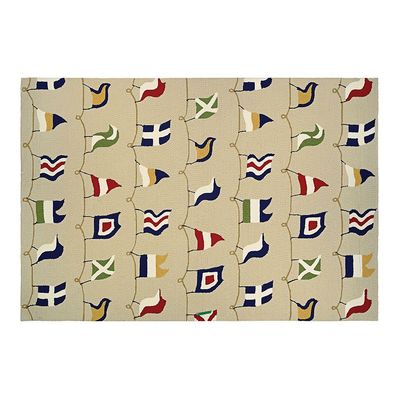 Couristan Outdoor Escape Nautical Flags Indoor Outdoor Area Rug, Brown, 8X11 Ft