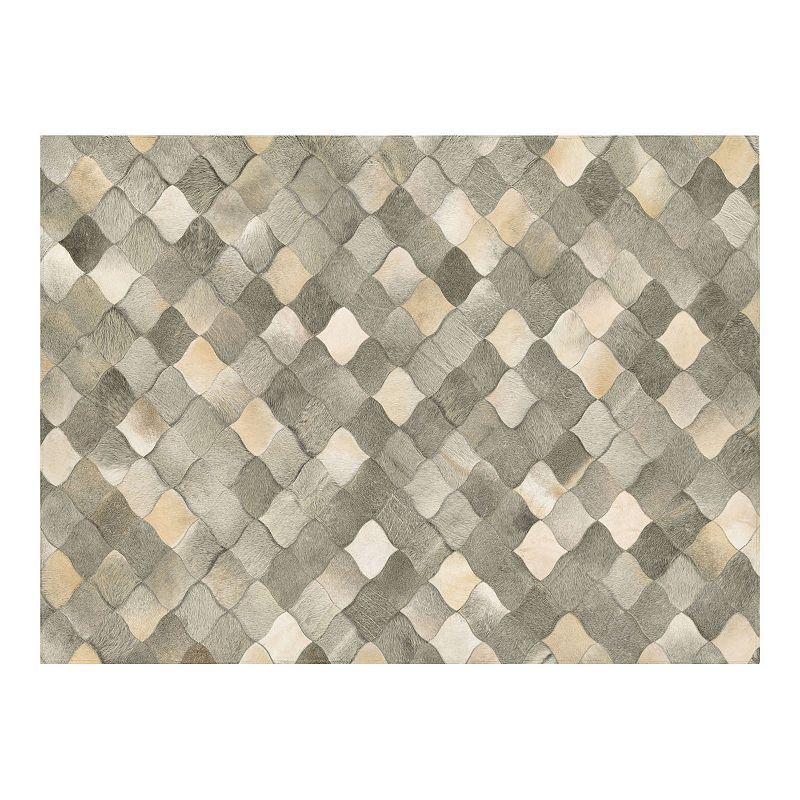 Couristan Chalet Diamonds Cowhide Leather Area Rug, Grey, 8X11 Ft