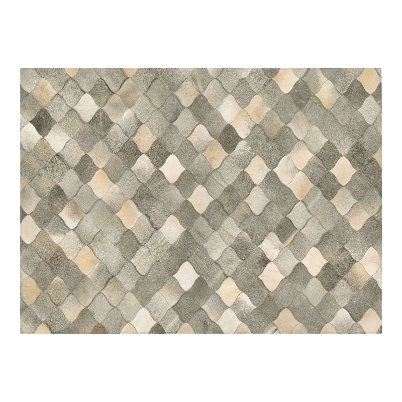 Couristan Chalet Diamonds Cowhide Leather Area Rug, Grey, 3.5X5.5 Ft