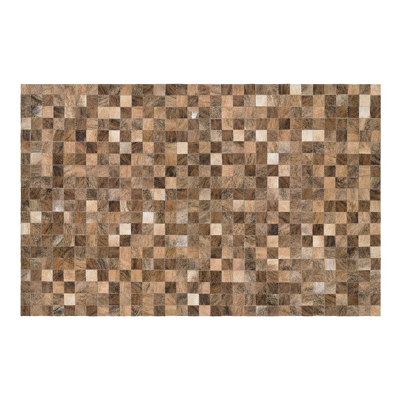 Couristan Chalet Pixels Cowhide Leather Area Rug, Brown, 8X11.5 Ft