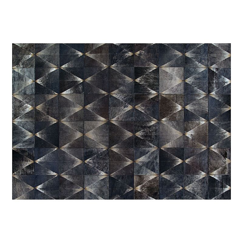 Couristan Chalet Diamondback Cowhide Leather Area Rug, Black, 8X11.5 Ft