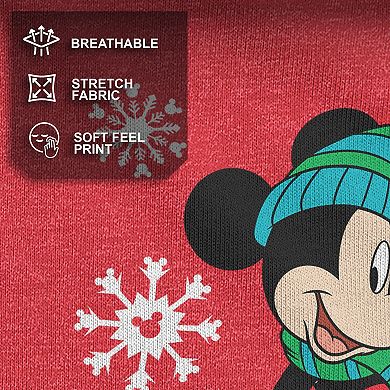 Disney's Mickey Mouse Holiday Snowflakes Portrait Christmas Men's Tee