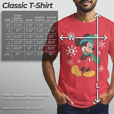 Disney's Mickey Mouse Holiday Snowflakes Portrait Christmas Men's Tee