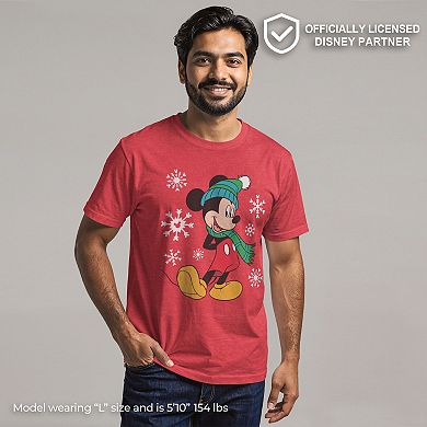 Disney's Mickey Mouse Holiday Snowflakes Portrait Christmas Men's Tee