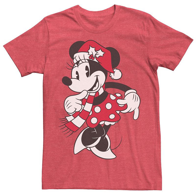 Disney's Minnie Mouse Men's Classic Christmas Portrait Tee, Size: Medium, Red Grey