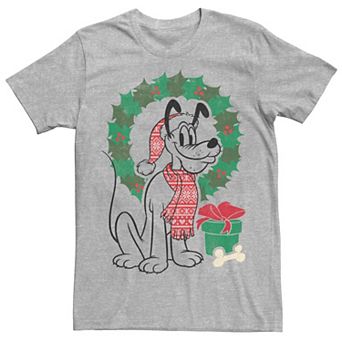 Disney's Pluto Christmas Wreath Portrait Men's Tee