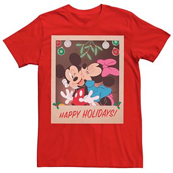Disney's Mickey And Minnie Happy Holidays Christmas Portrait Men's Tee