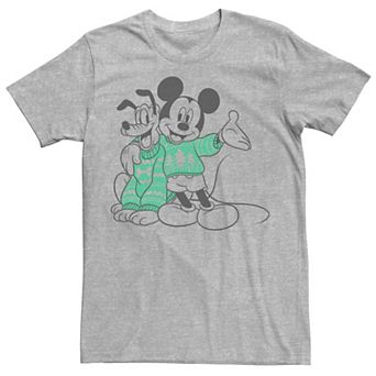 Disney's Mickey And Pluto Christmas Outline Men's Tee