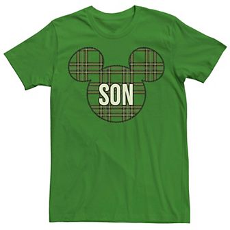 Disney's Mickey And Friends Christmas Plaid Mickey Son Men's Tee
