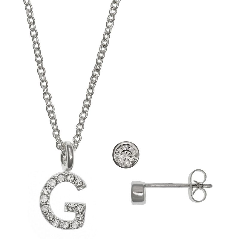 Kids FAO Schwarz Initial Necklace & Stud Earring Set, Girls, White - 55143032 - Jewelry Add a personal touch to their jewelry collection w sku 55143032
