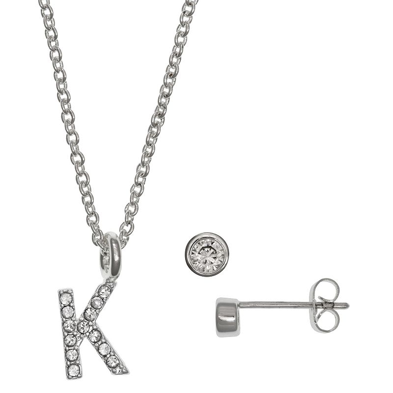 Kids FAO Schwarz Initial Necklace & Stud Earring Set, Girls, White - 55143033 - Jewelry Add a personal touch to their jewelry collection w sku 55143033