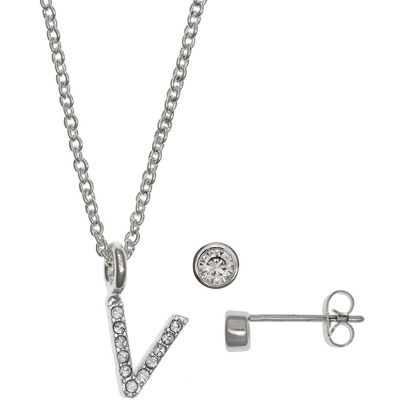 Kids FAO Schwarz Initial Necklace & Stud Earring Set, Girls, White - 49921032 - Jewelry Add a personal touch to their jewelry collection w sku 49921032