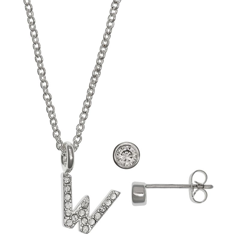 Kids FAO Schwarz Initial Necklace & Stud Earring Set, Girls, White - 64211258 - Jewelry Add a personal touch to their jewelry collection w sku 64211258